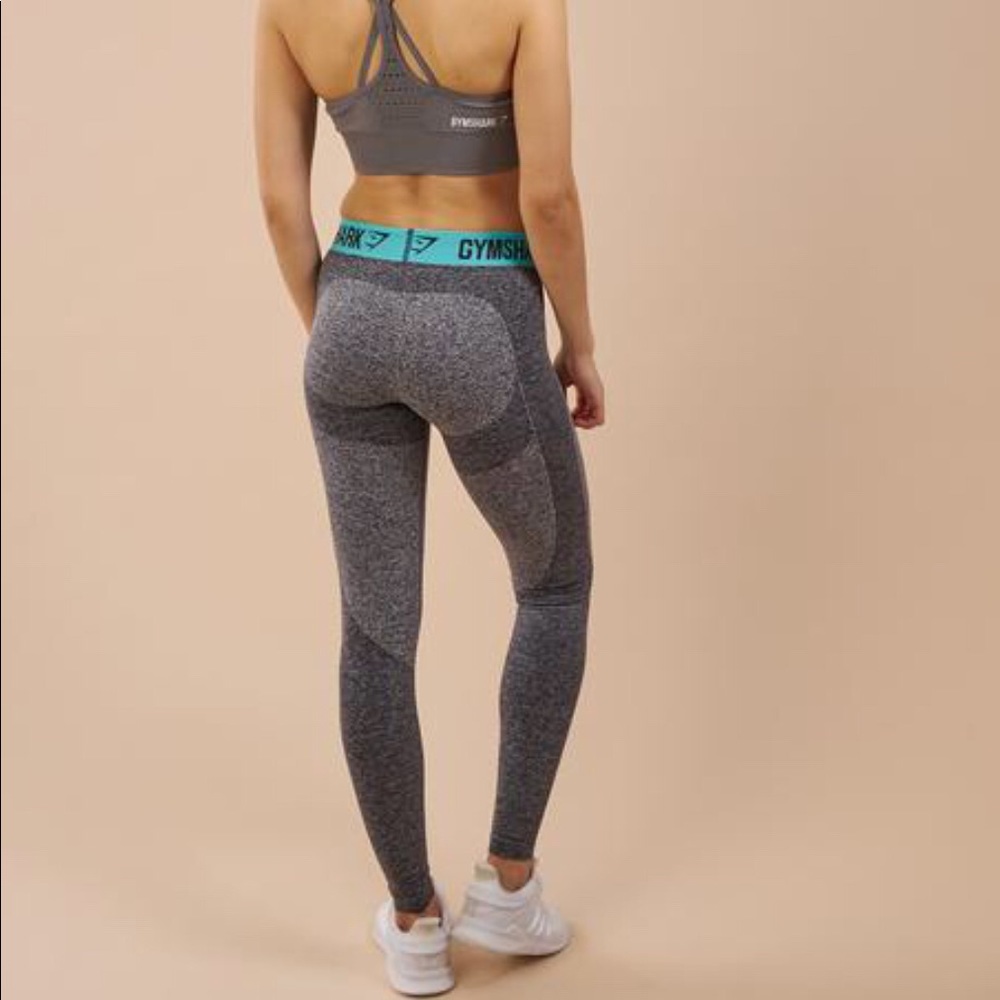 NWT Flex Leggings in Charcoal Marl/Pale Turquoise